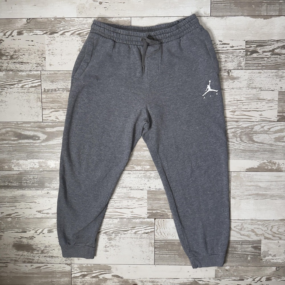Jordan Sweatpants Mens Medium Gray Fleece Joggers Elastic Waist Pockets Jumpman